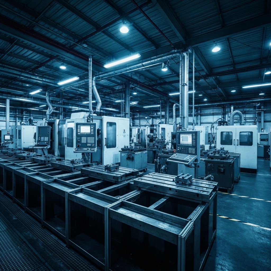 Industrial CNC machining factory floor